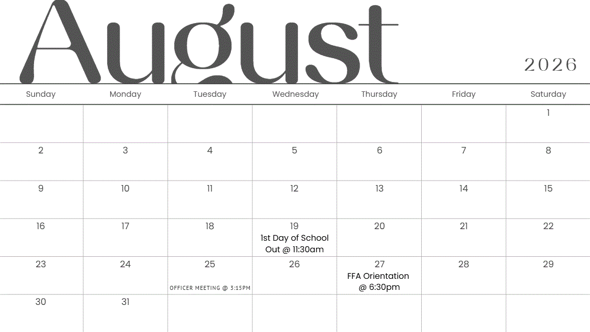 FFA Calendar