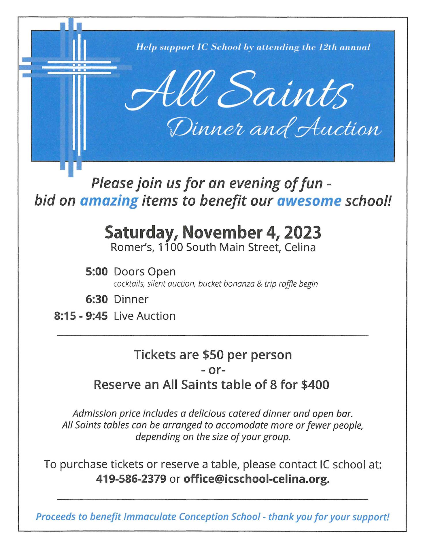All Saints Auction Flyer 2023