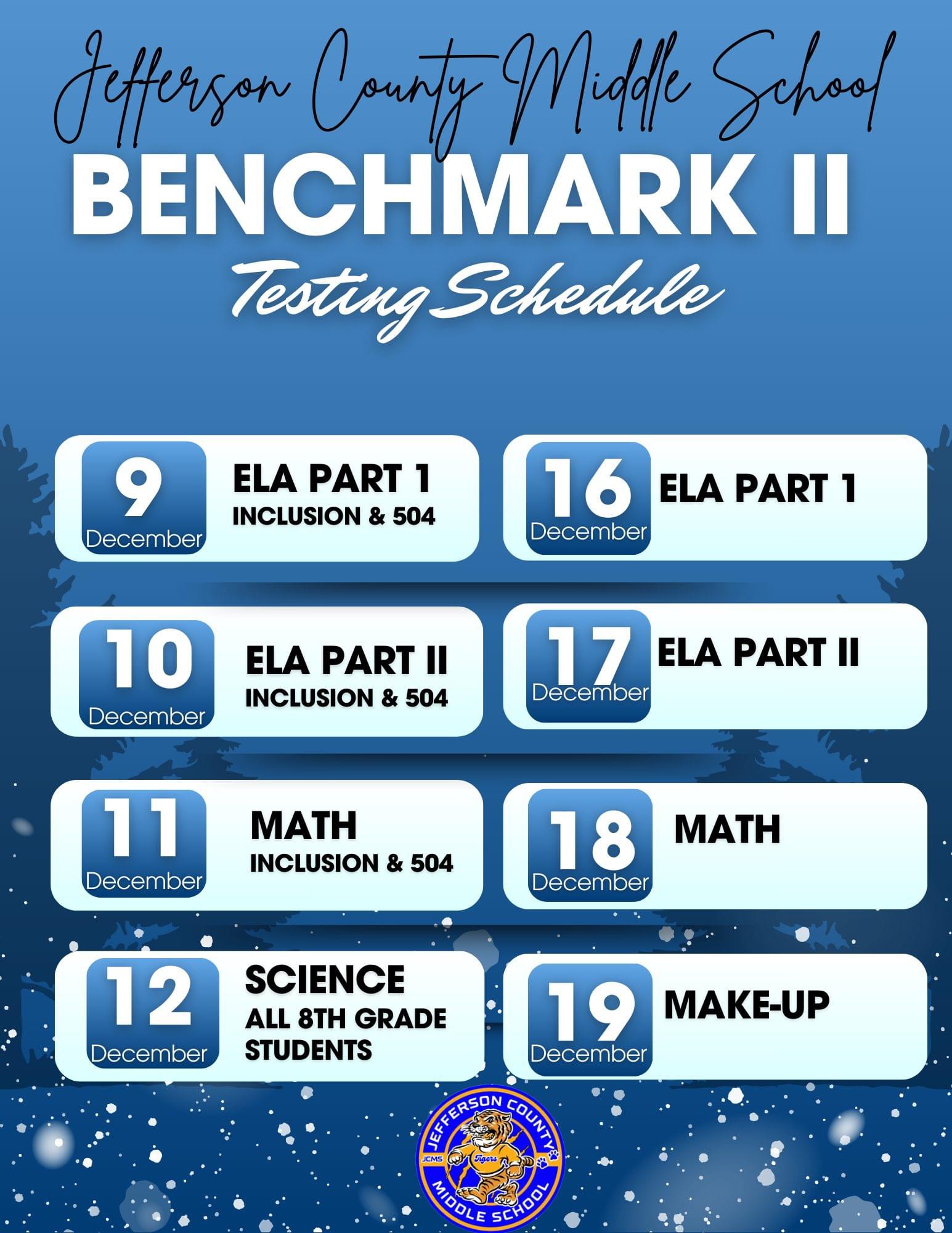 JCMS Benchmark 2 Schedule