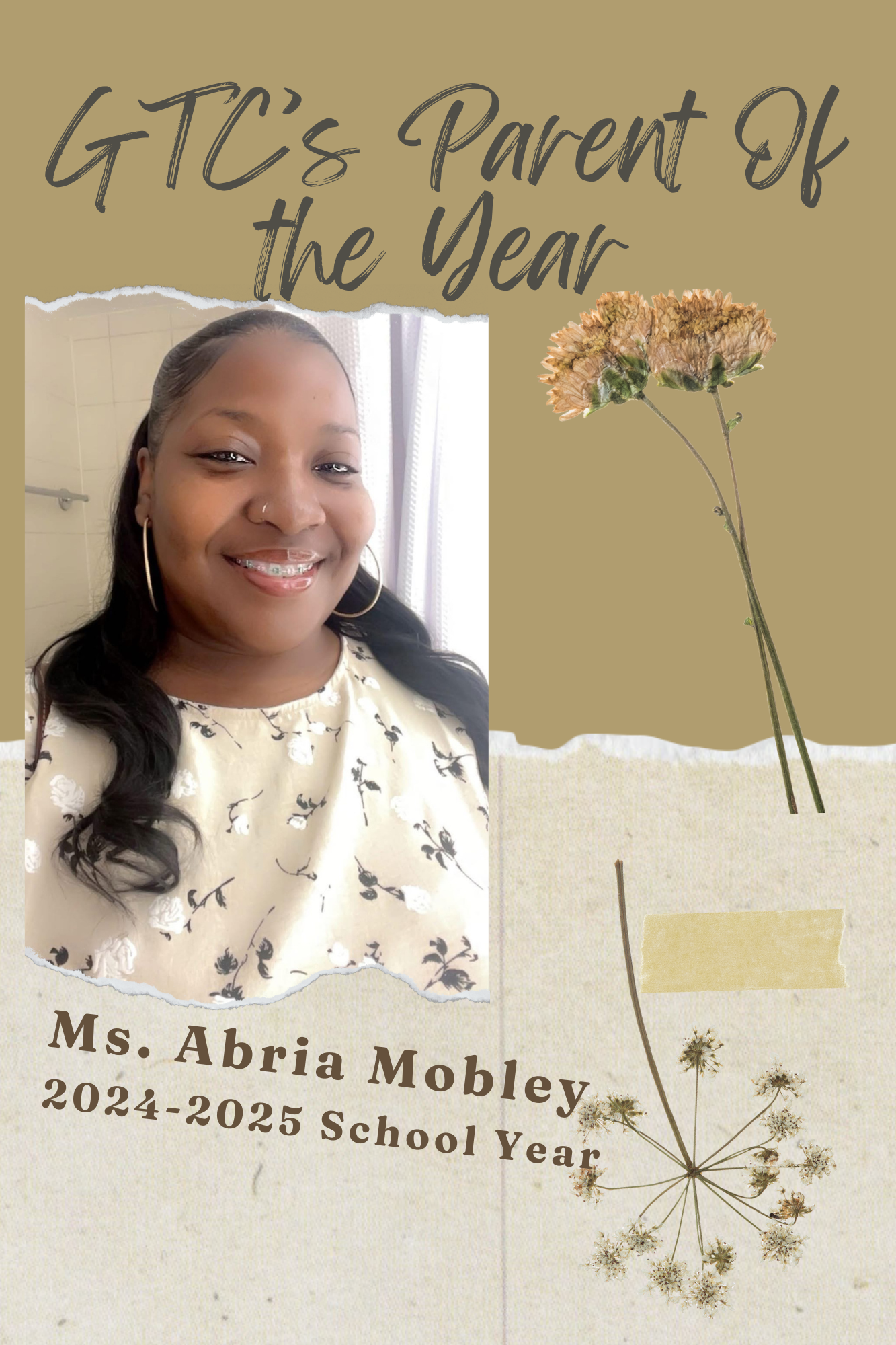 GTC's Parent of the Year; Ms. Abria Mobley 2024-2025 School Year