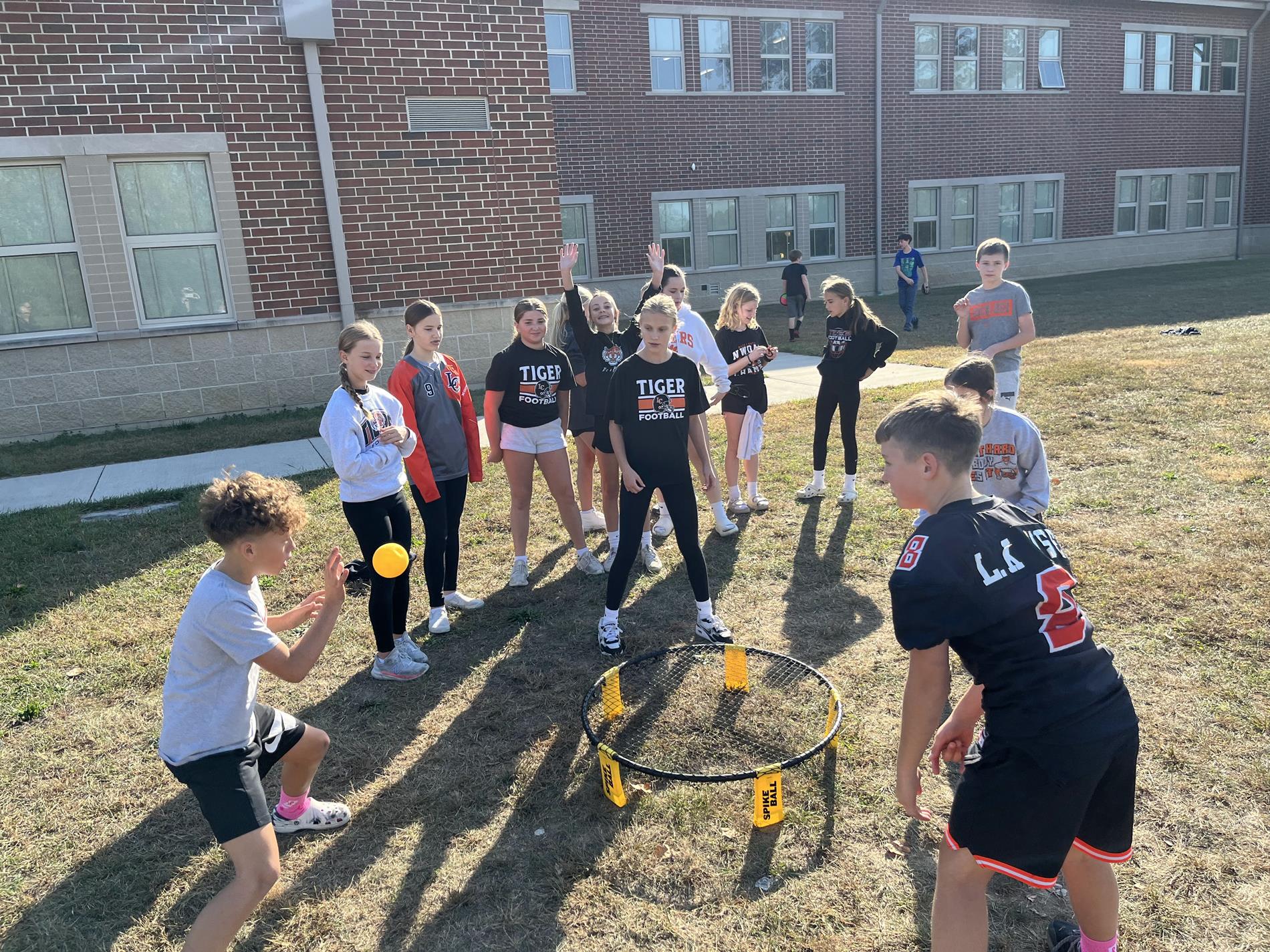 MS School students playing a game outside