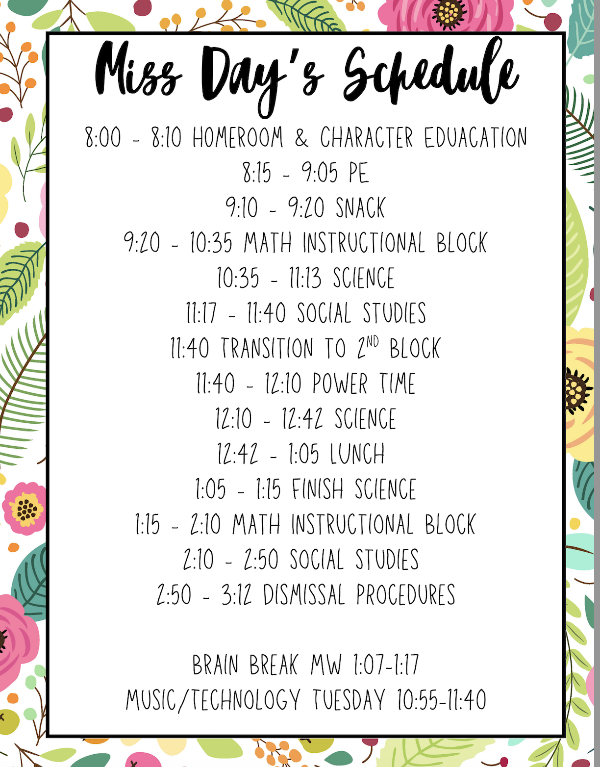 schedule