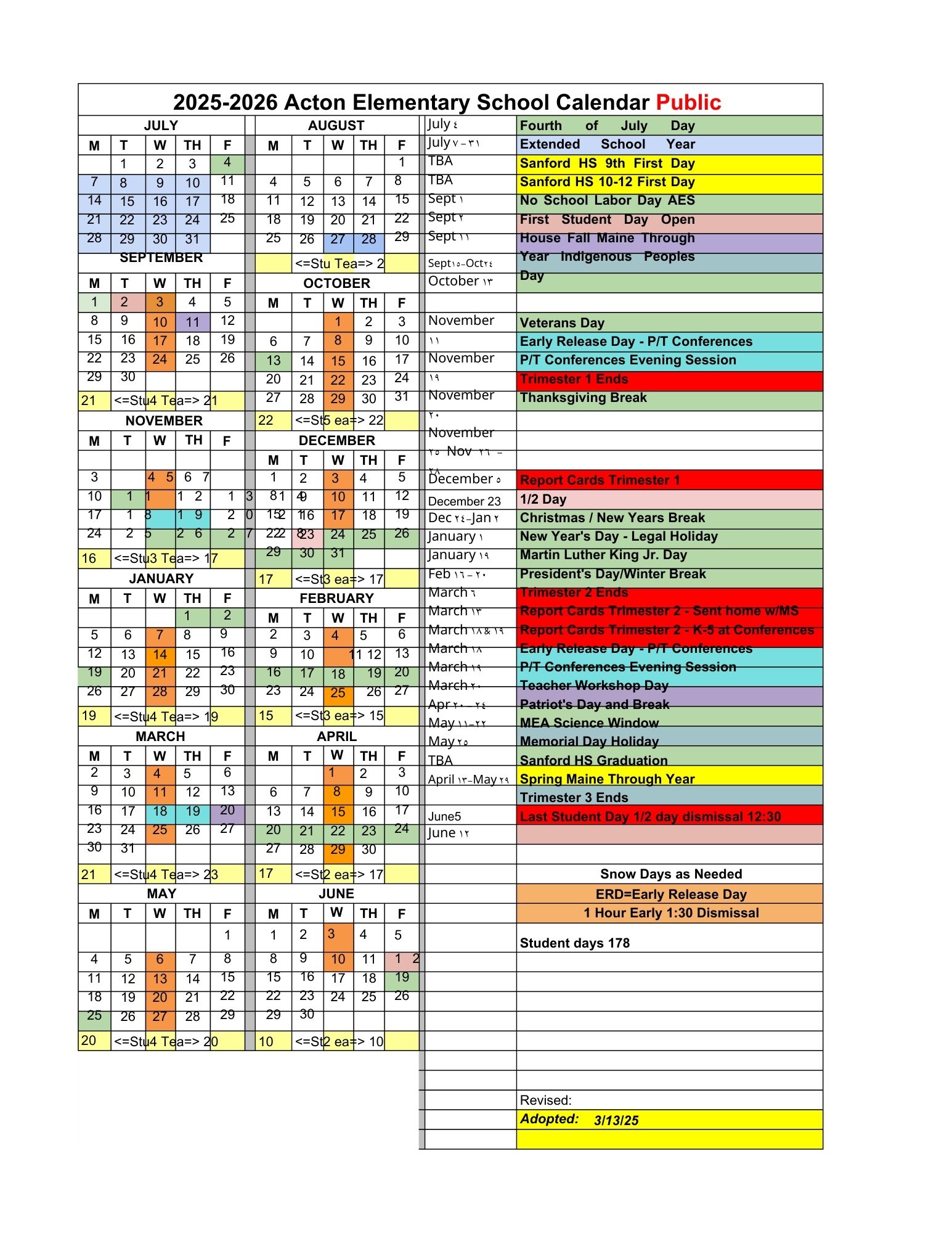 2025-2026 school calendar