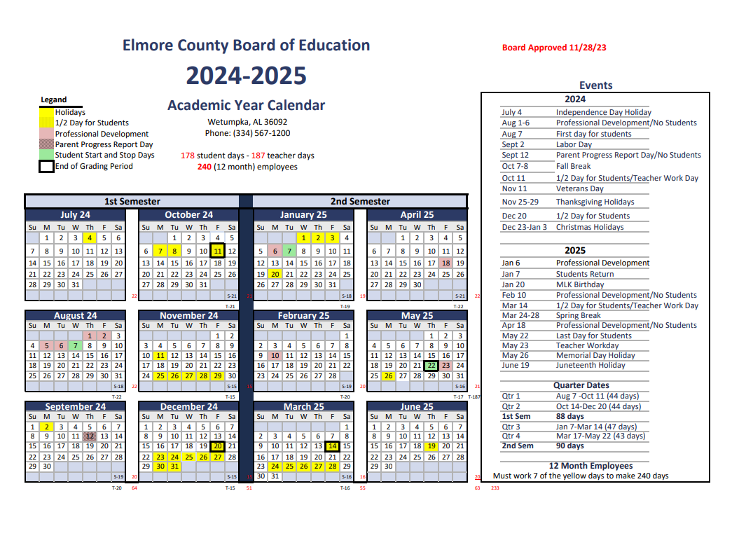 2024-2025 Calendar