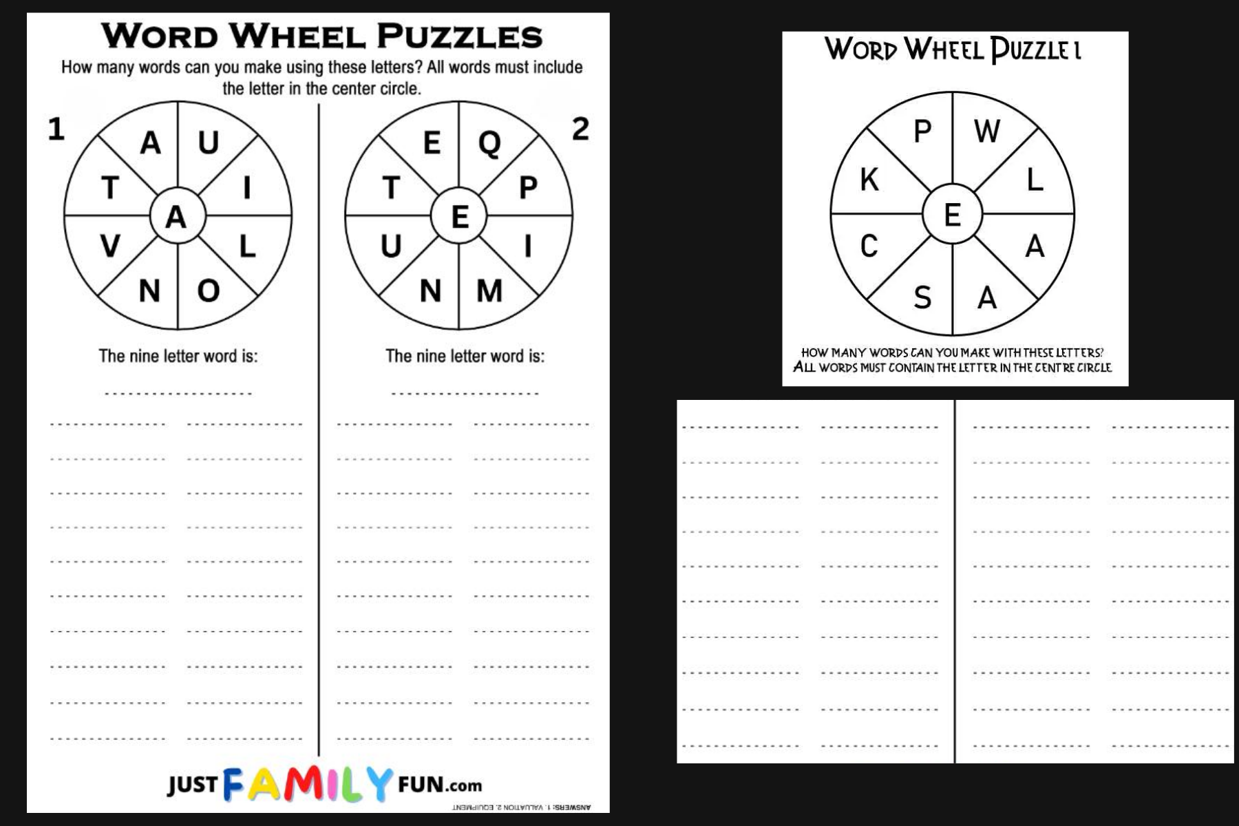 Word puzzle wheel