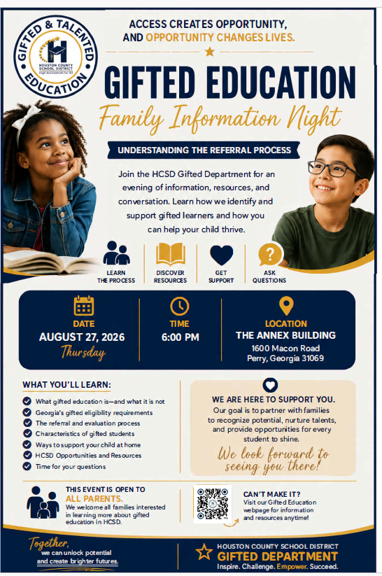 Gifted Information Night:  August 27 @ 6:00 in the Perry Annex