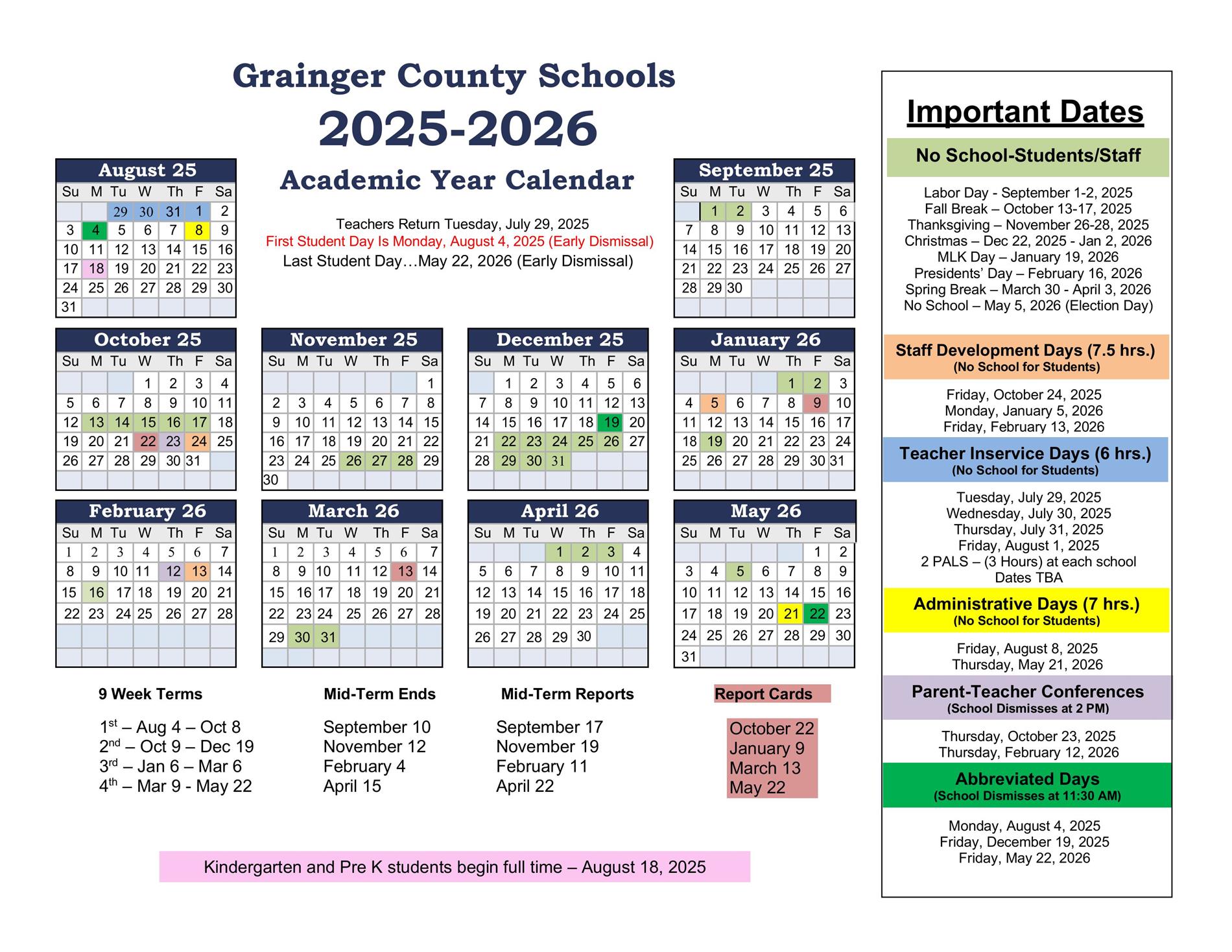 2025-2026 School Calendar