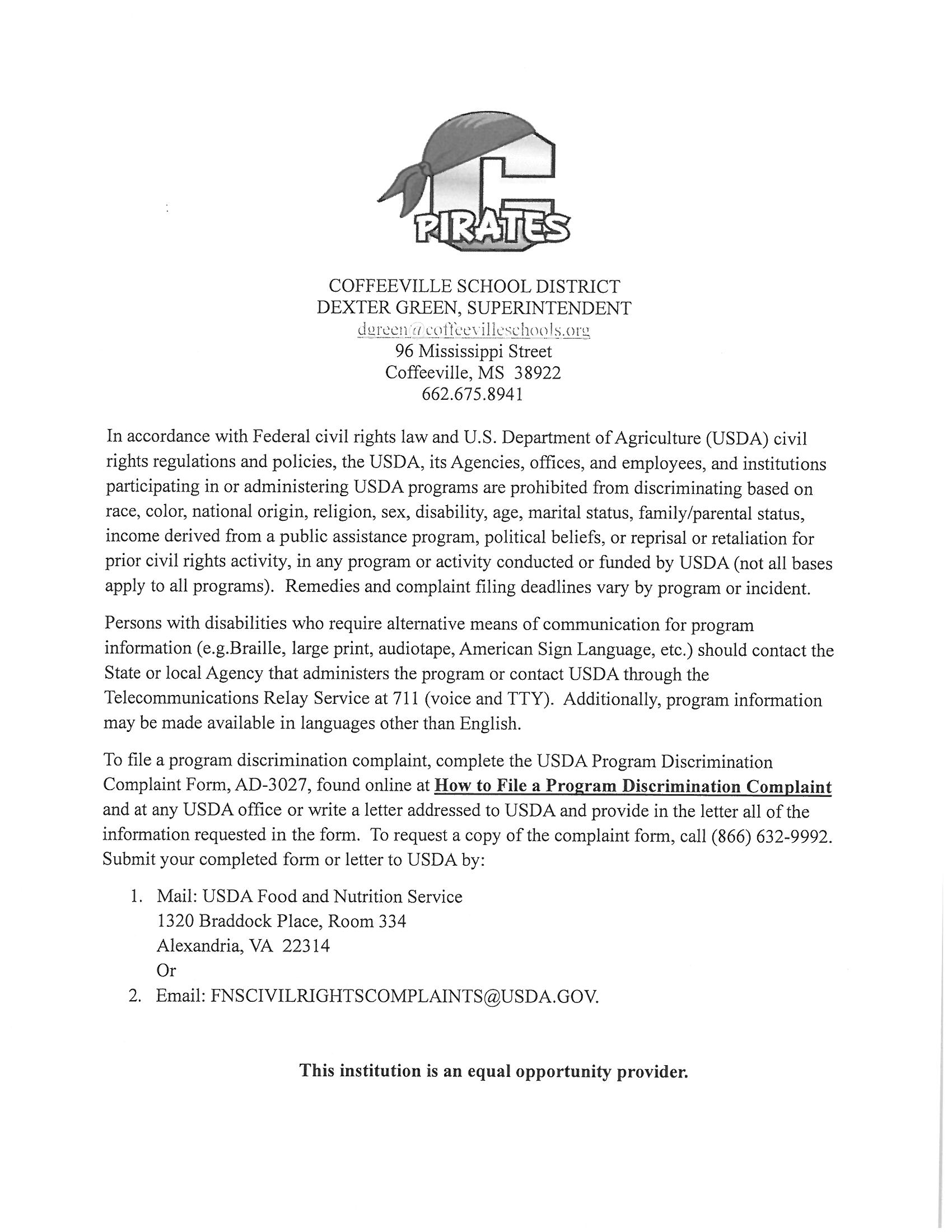USDA NON-DISCRIMINATION STATEMENT