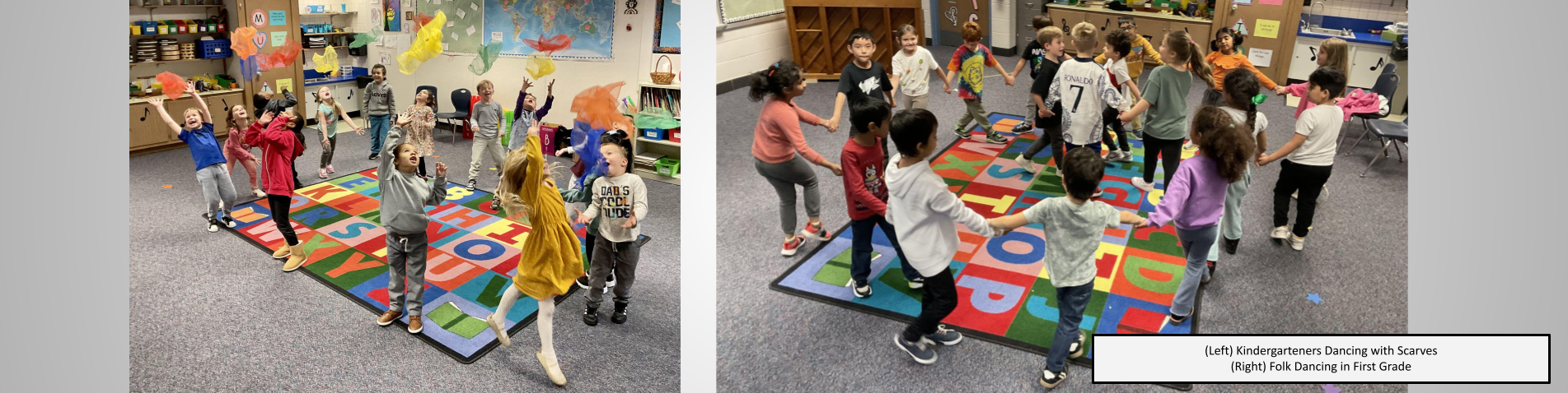 Students participating in music class at Stevens School