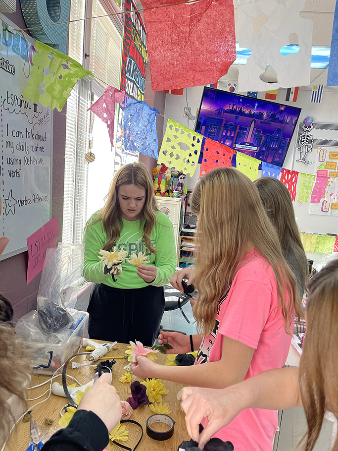 Students working on their altar