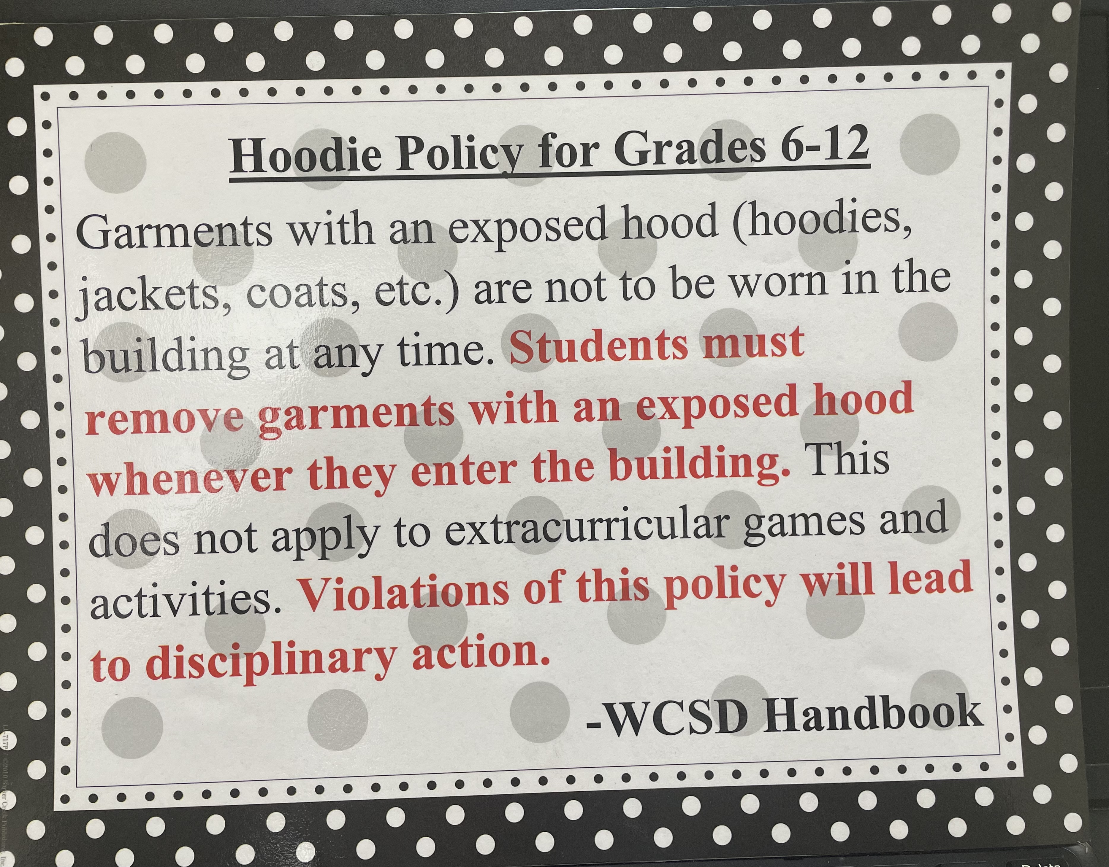WCSD Hoodie Policy