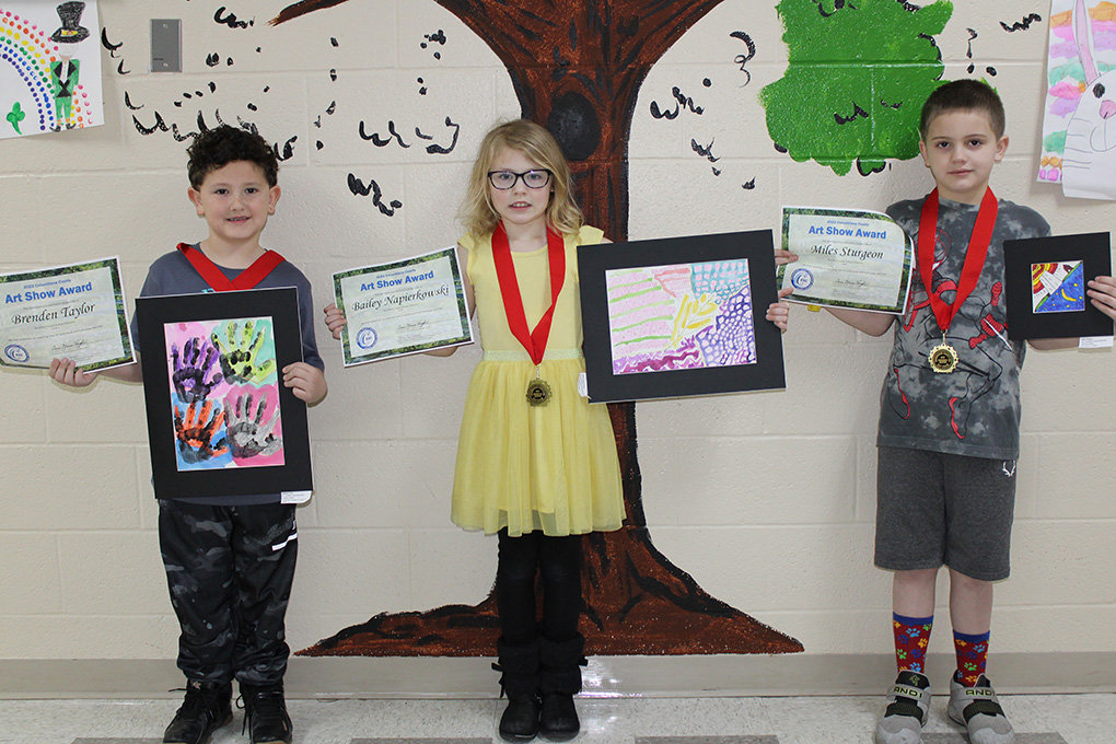Elementary honors (Ll to R) Brenden Taylor, Bailey Napierkowski, and Miles Sturgeon