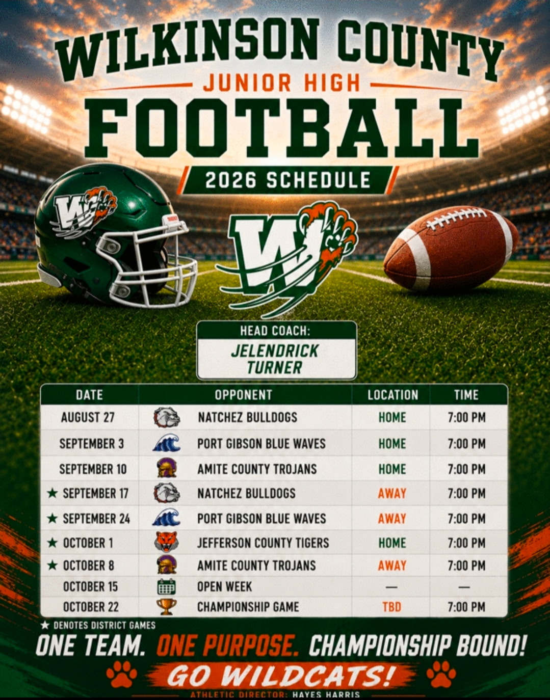 WCHS JV Football Schedule
