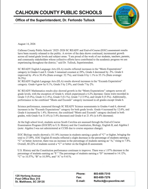 Superintendant Announcement