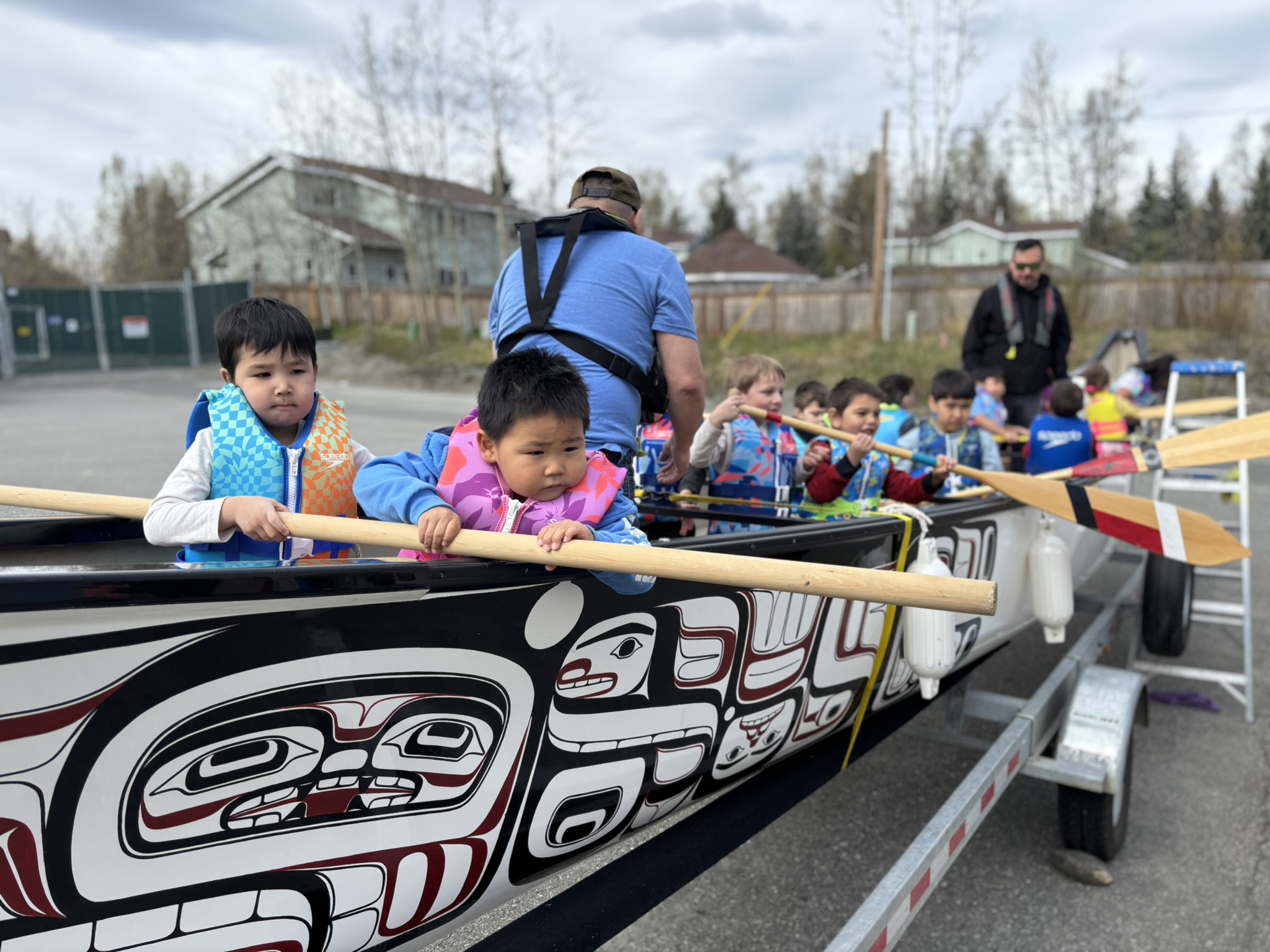 students in canoe