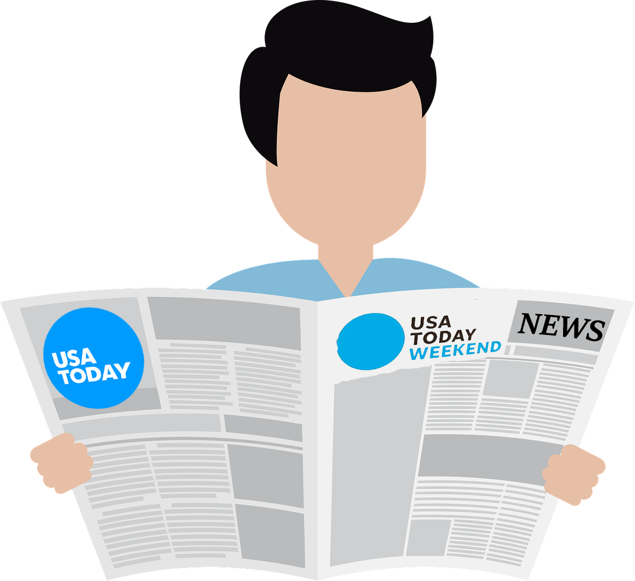 Login now with your library card! [image of person Reading USA Today newspaper] 