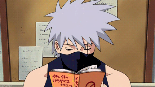 Naruto character Kakashi reading a book