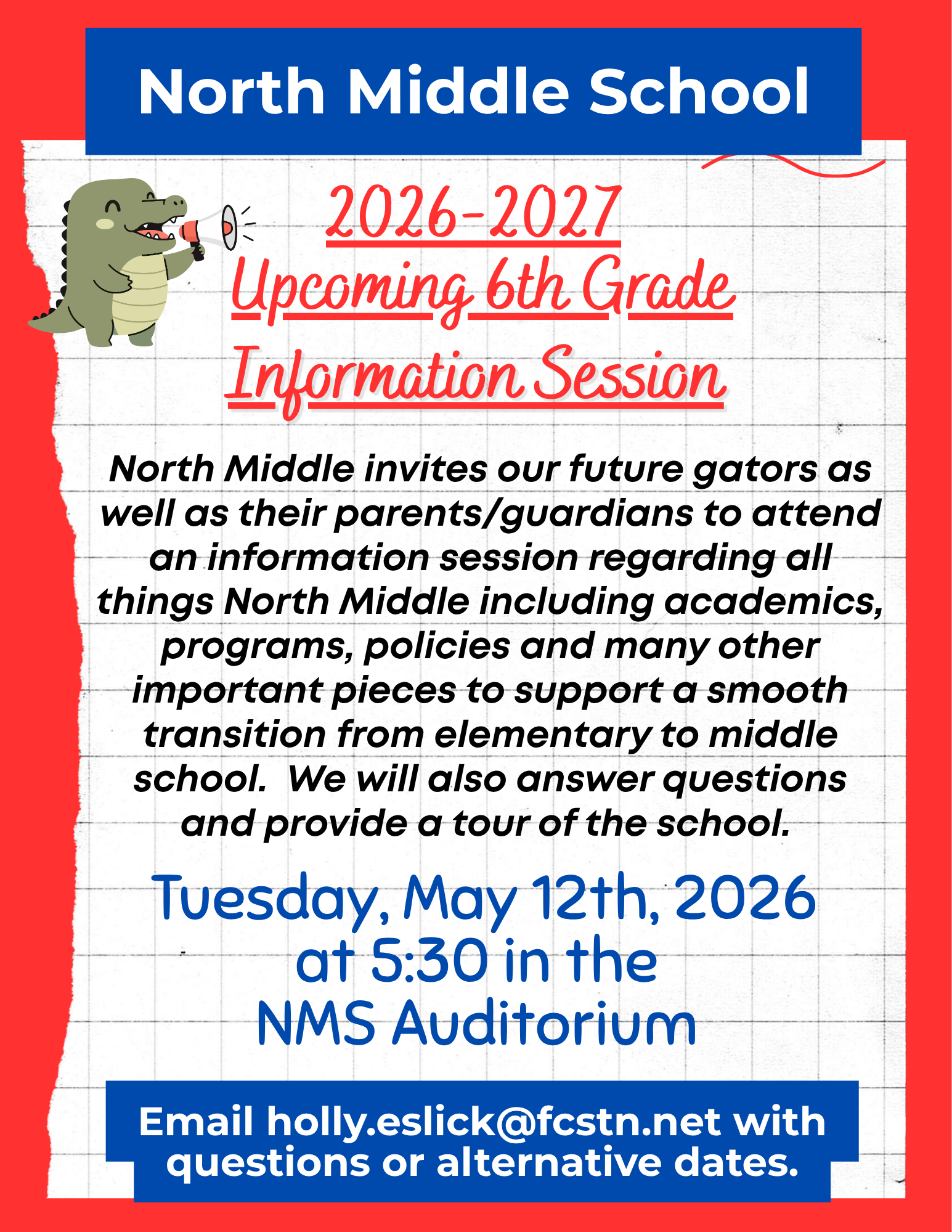 NMS Upcoming 6th Grade Parent Information Session