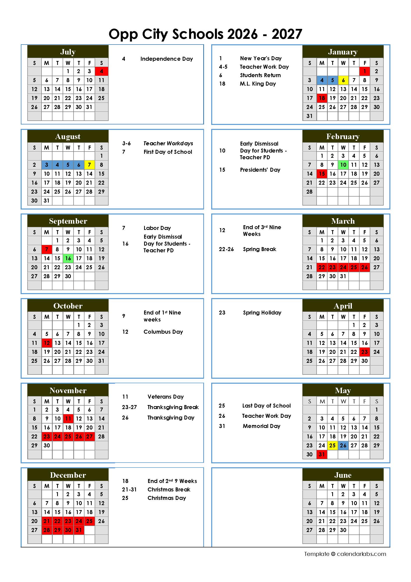 26-27 District Calendar
