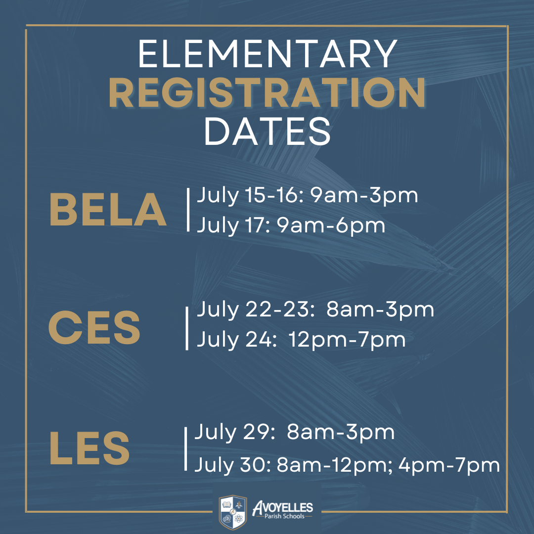 Elementary 1 Registration dates 25-26