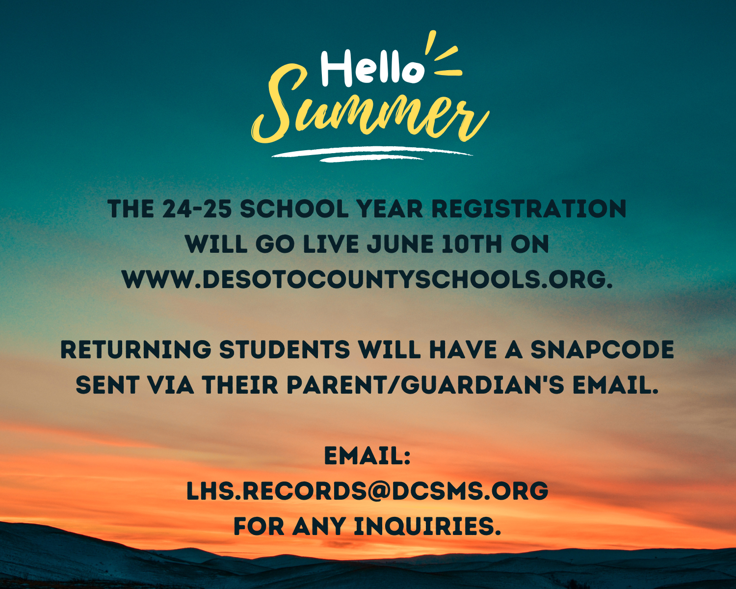Summer Registration Information