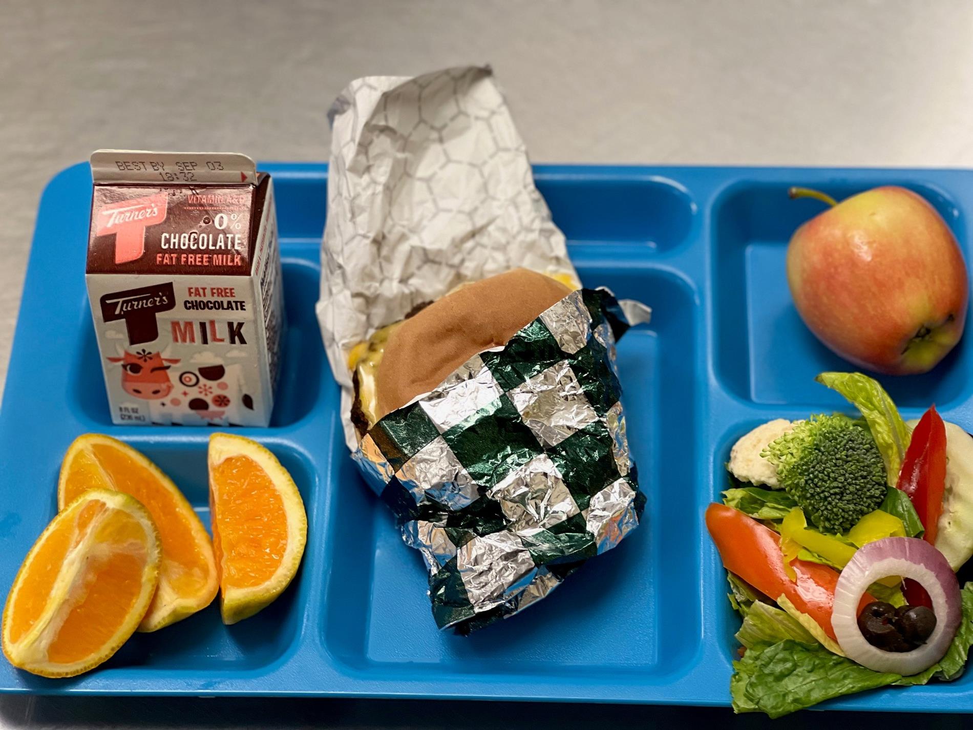 Cheeseburger Meal - a daily option at the high school 