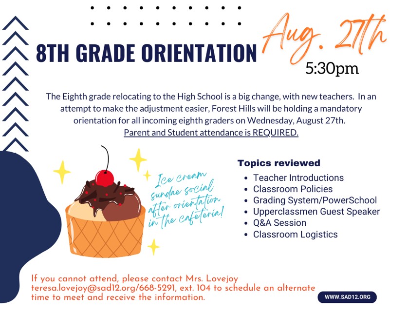 8th Grade Orientation Flyer