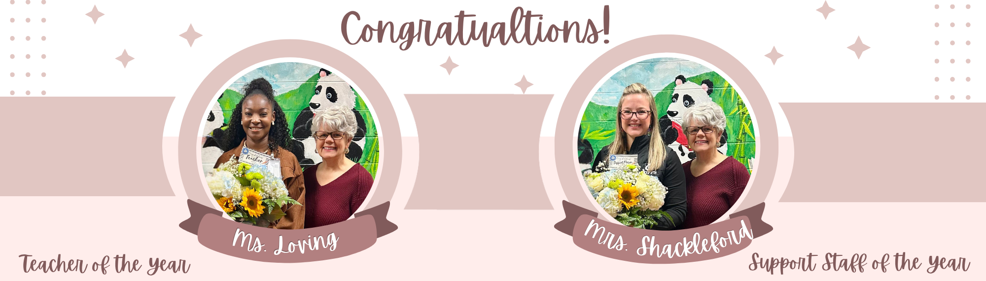 Picture of our teacher of the year and support person of the year