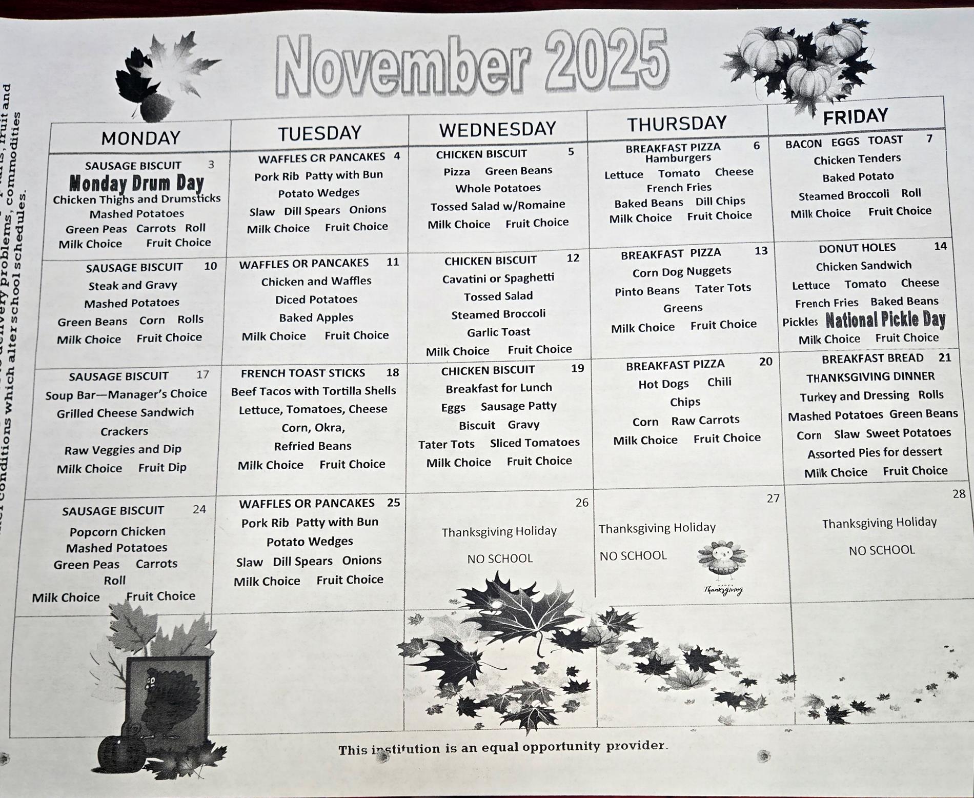 November Menu