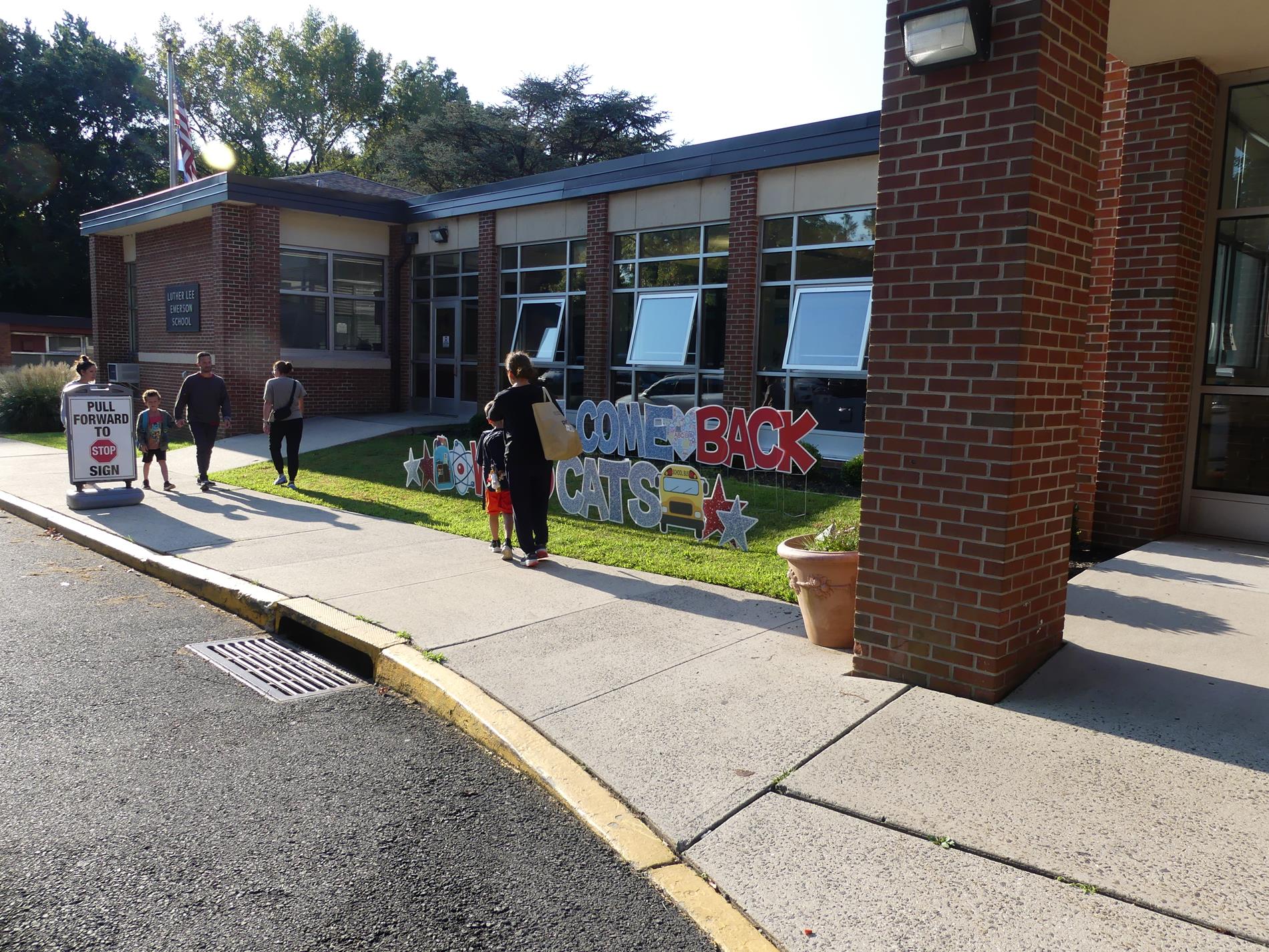 Students walking to school on the first day