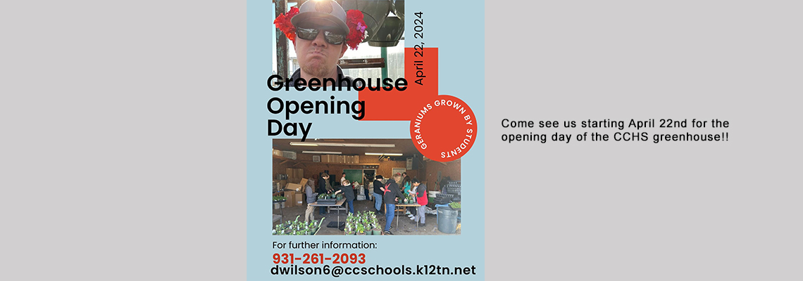 Come see us starting April 22nd for the opening day of the CCHS greenhouse!!
