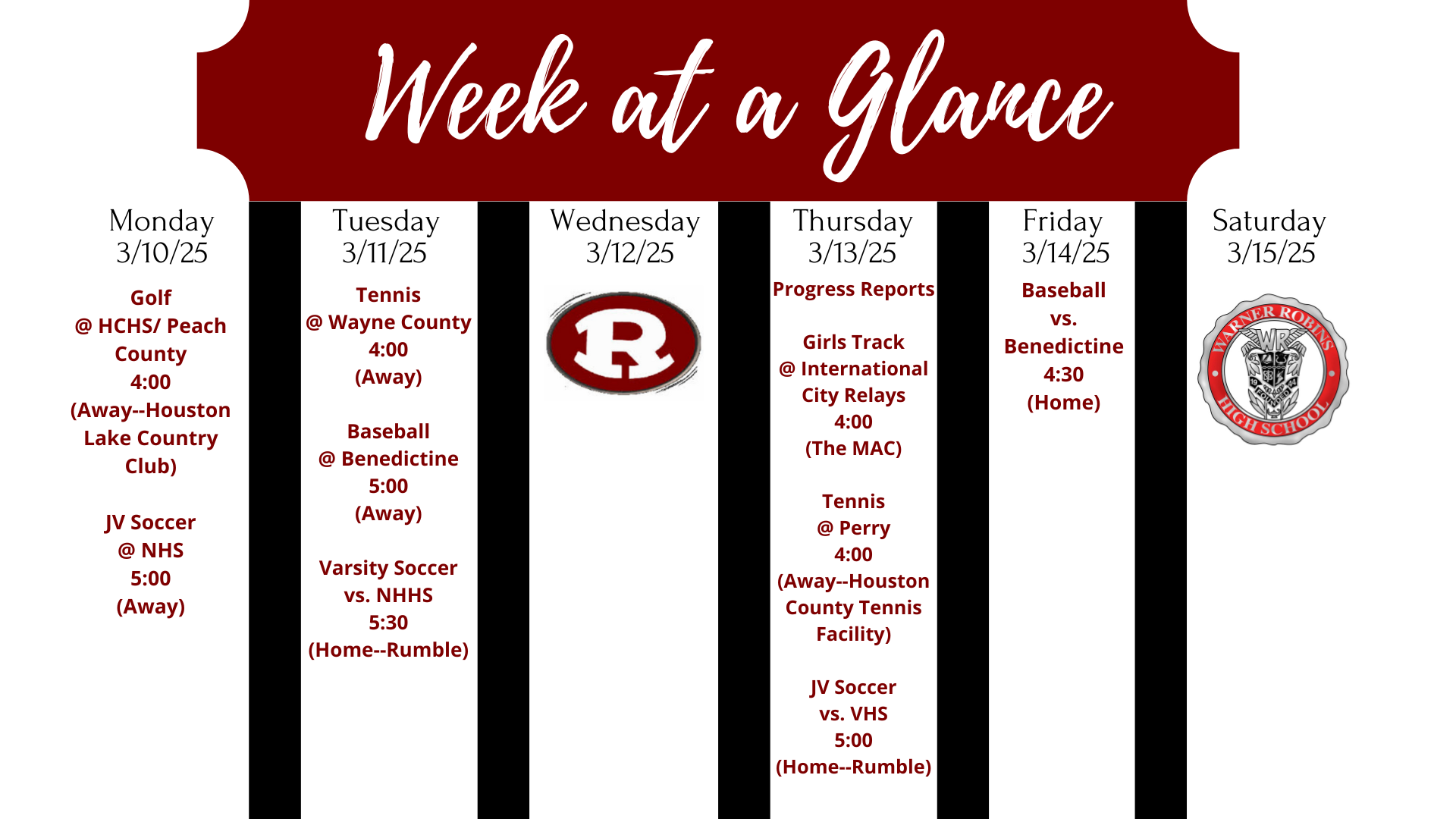 Week at a Glance March 10-March 15