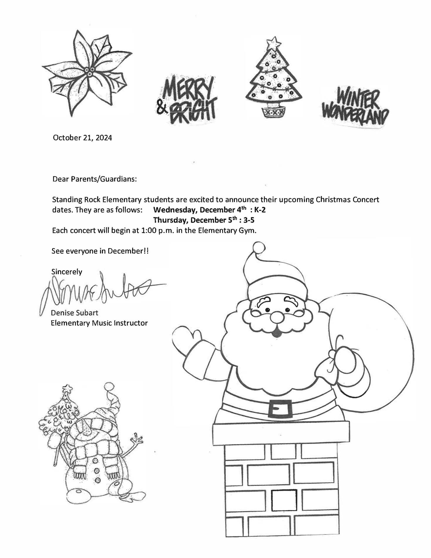 Standing Rock Community Elementary School Christmas Concert Flyer