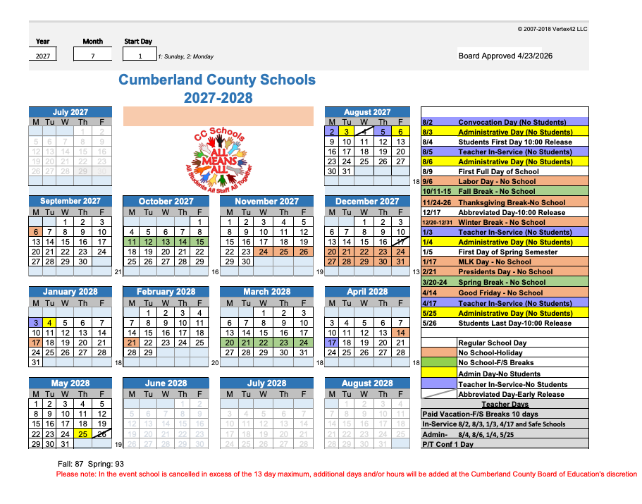 2027-2028 School Calendar 