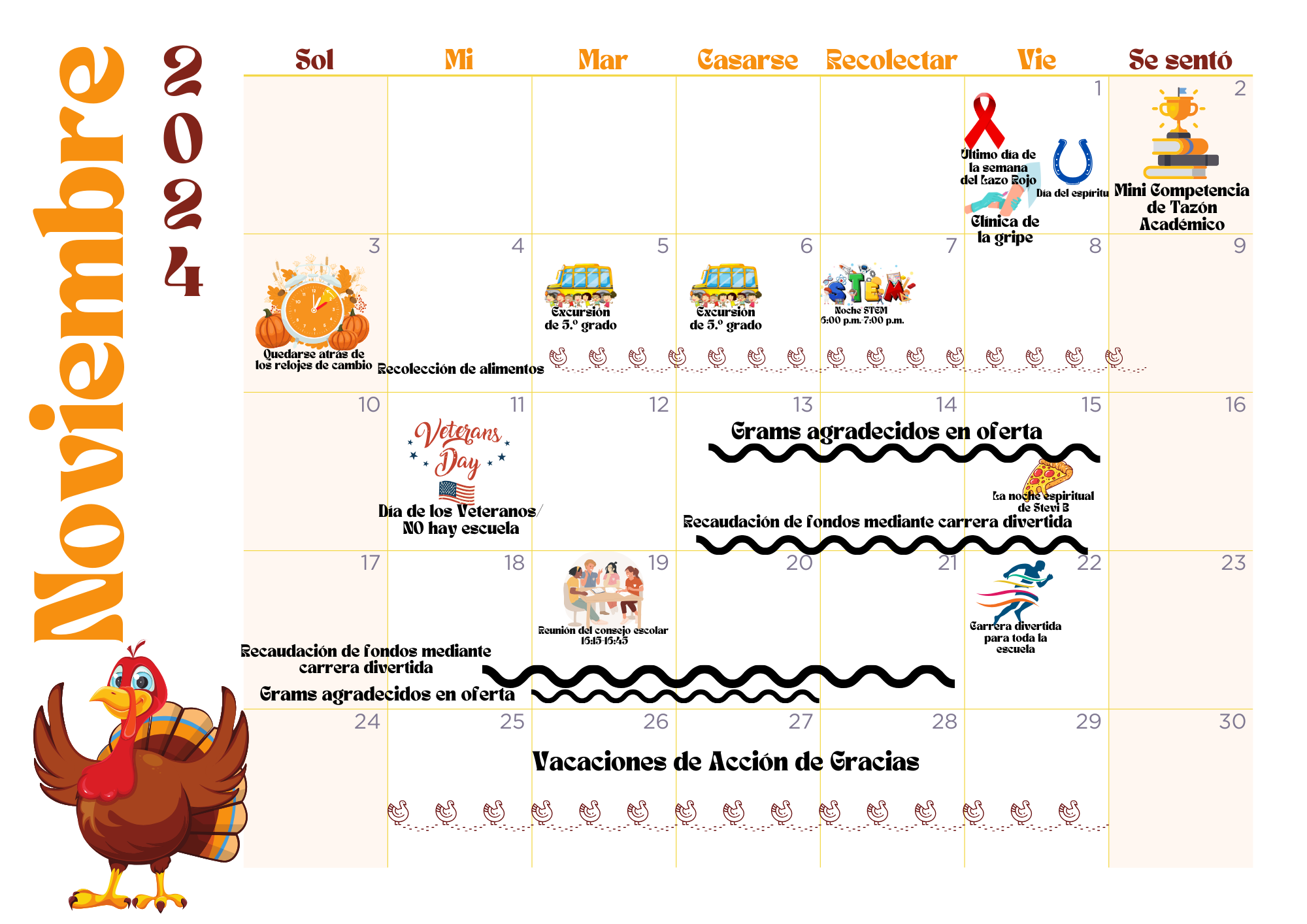 November Spanish Calendar