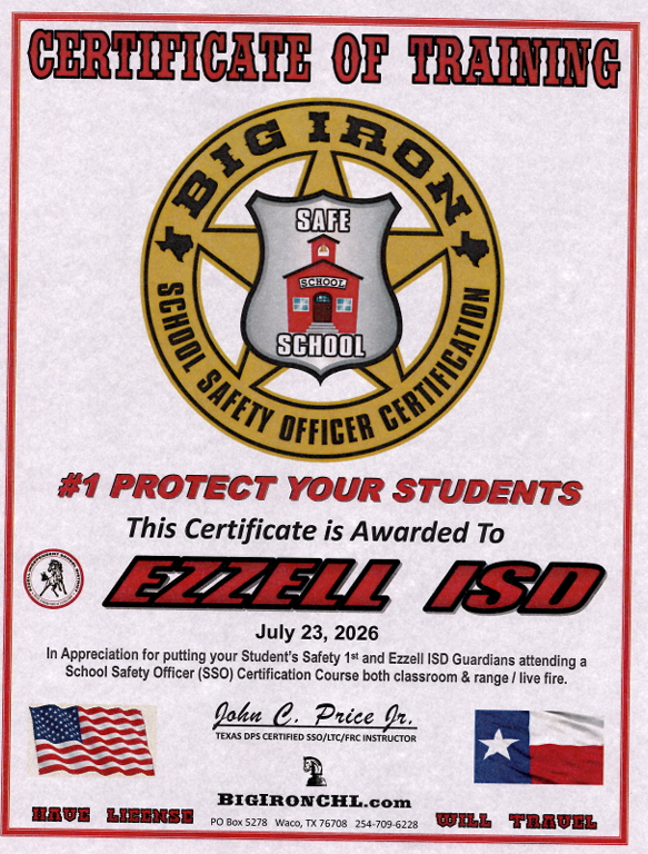 Ezzell ISD 2026 Guardian Certificate
