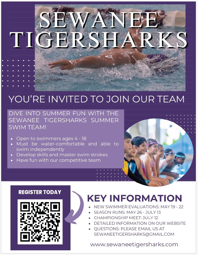 Sewanee Tiger Sharks Swim Team flyer