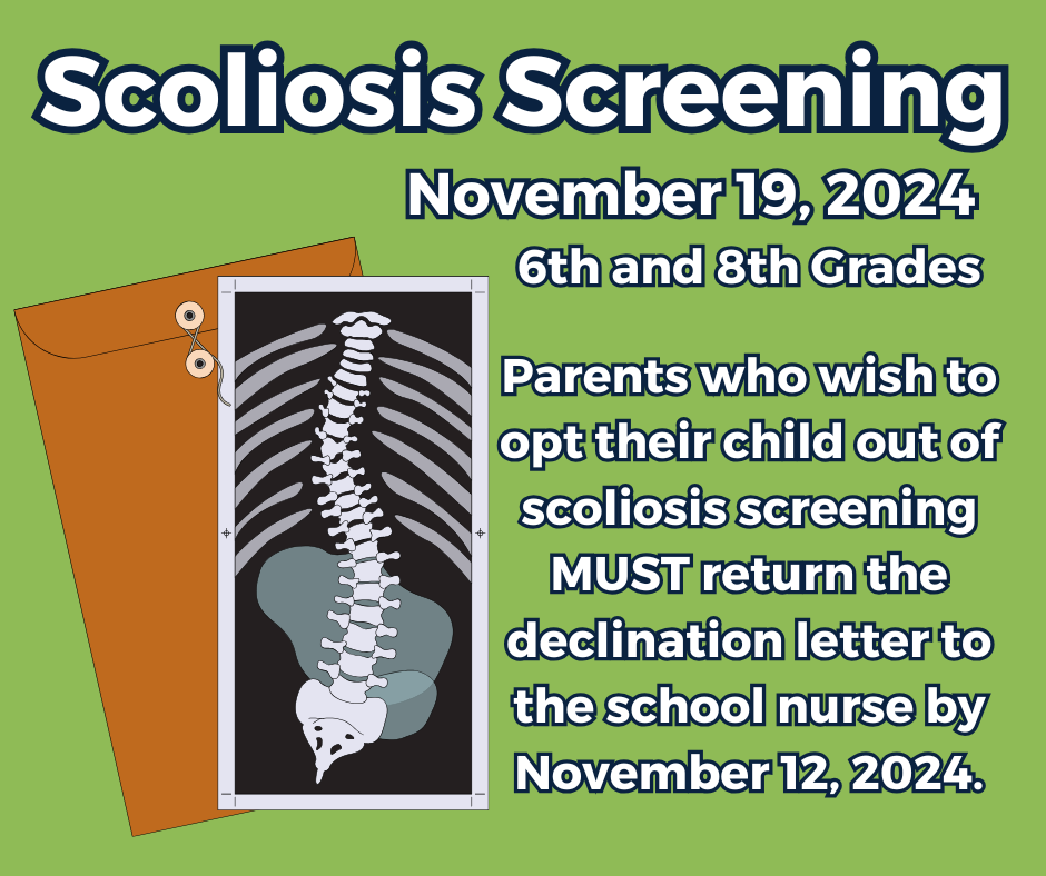 Clipart of spine xray. Scoliosis Screening. Nov. 19th 2024: Parents who wish to opt their child of the scoliosis screening MUST return the declination letter to the school nurse by Nov. 12, 2024.