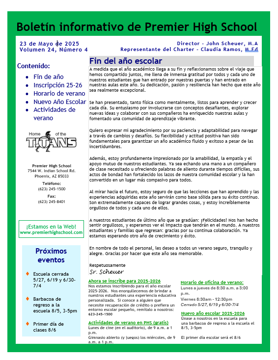 Newsletter Spanish 5.23.25