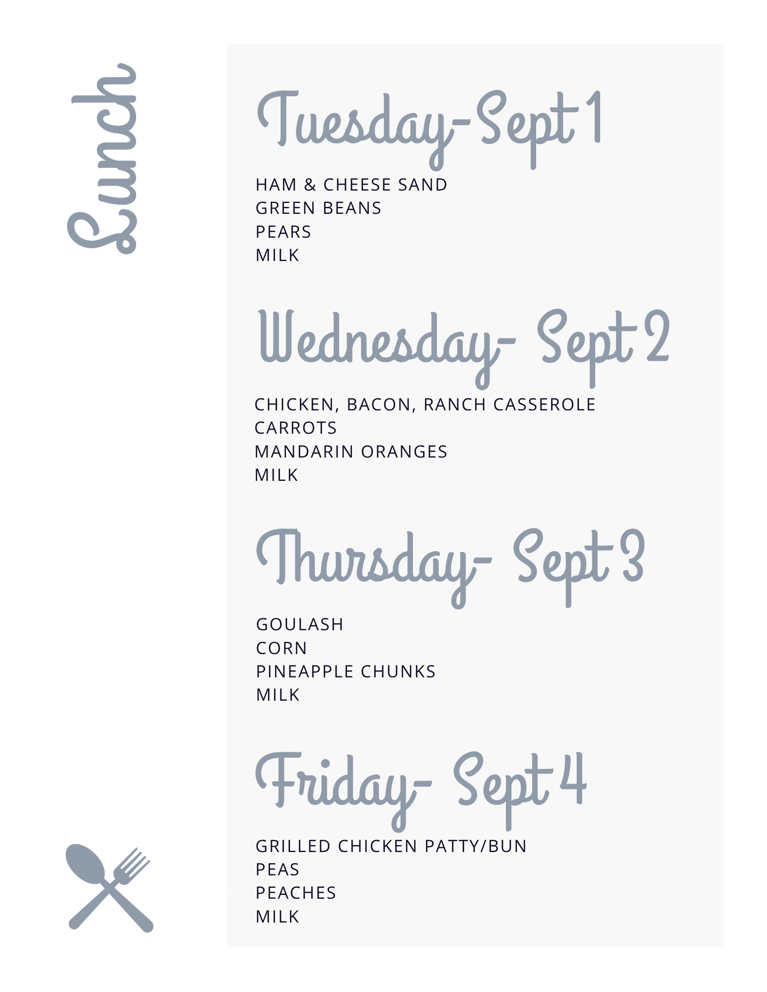 Lunch Menu 