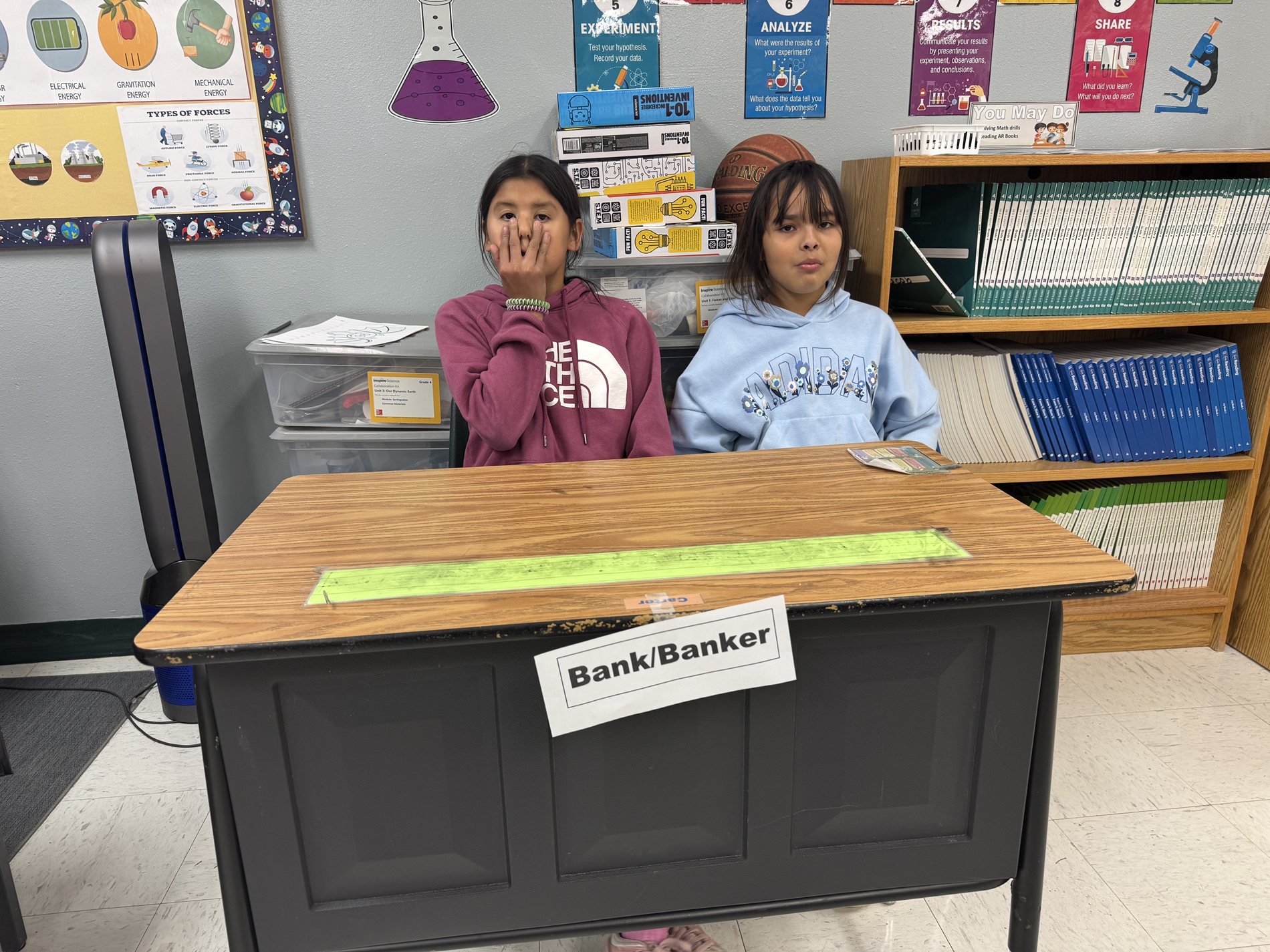 Layla and Brinley as Banker