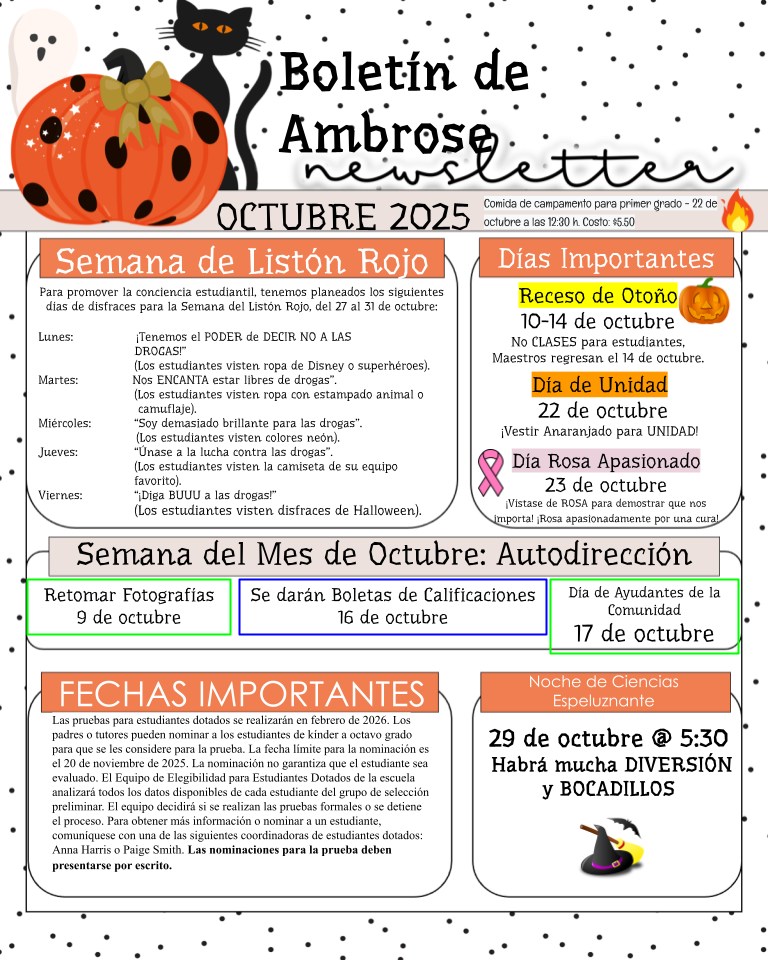 October Spanish Newsletter