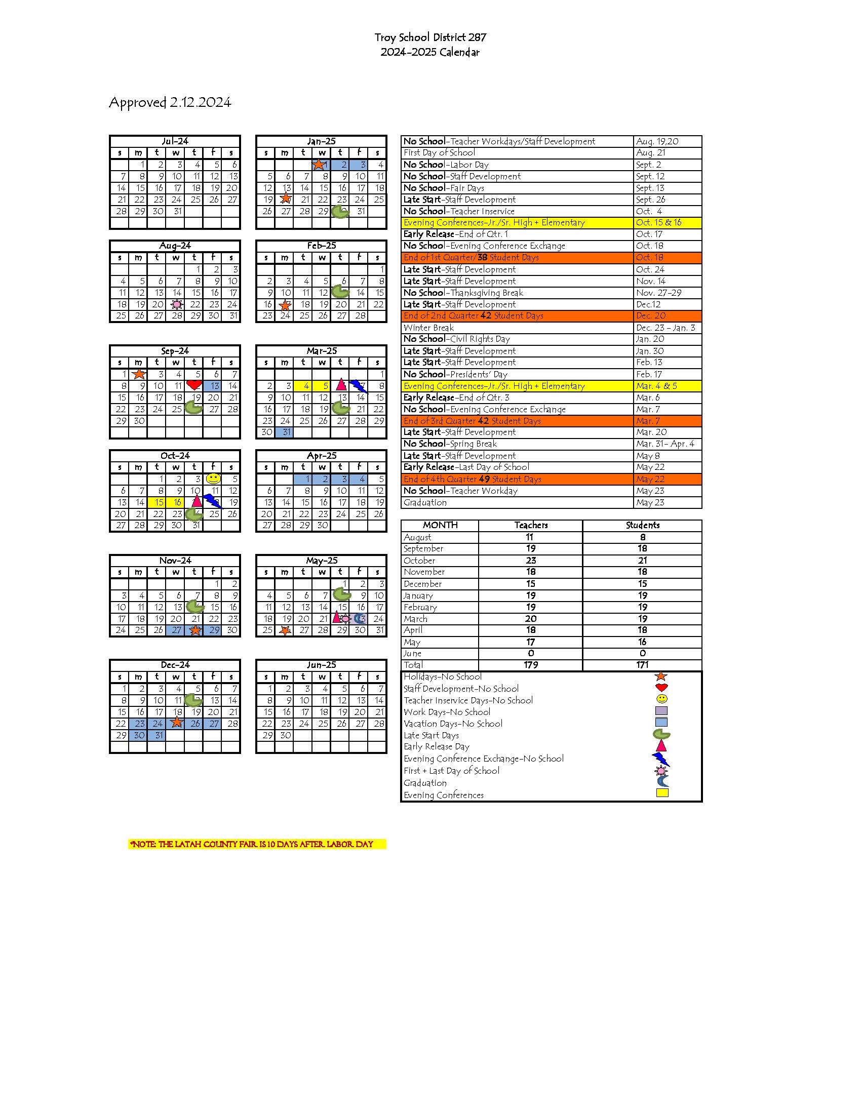2024-25 School Calendar