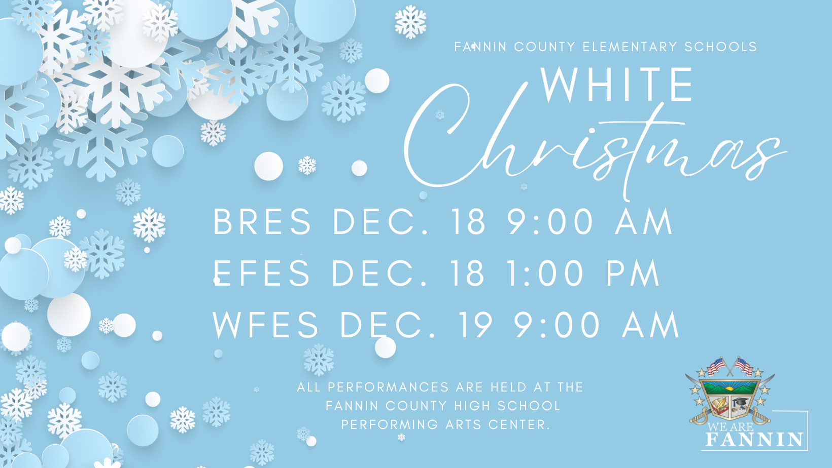 White Christmas 23 Schedule