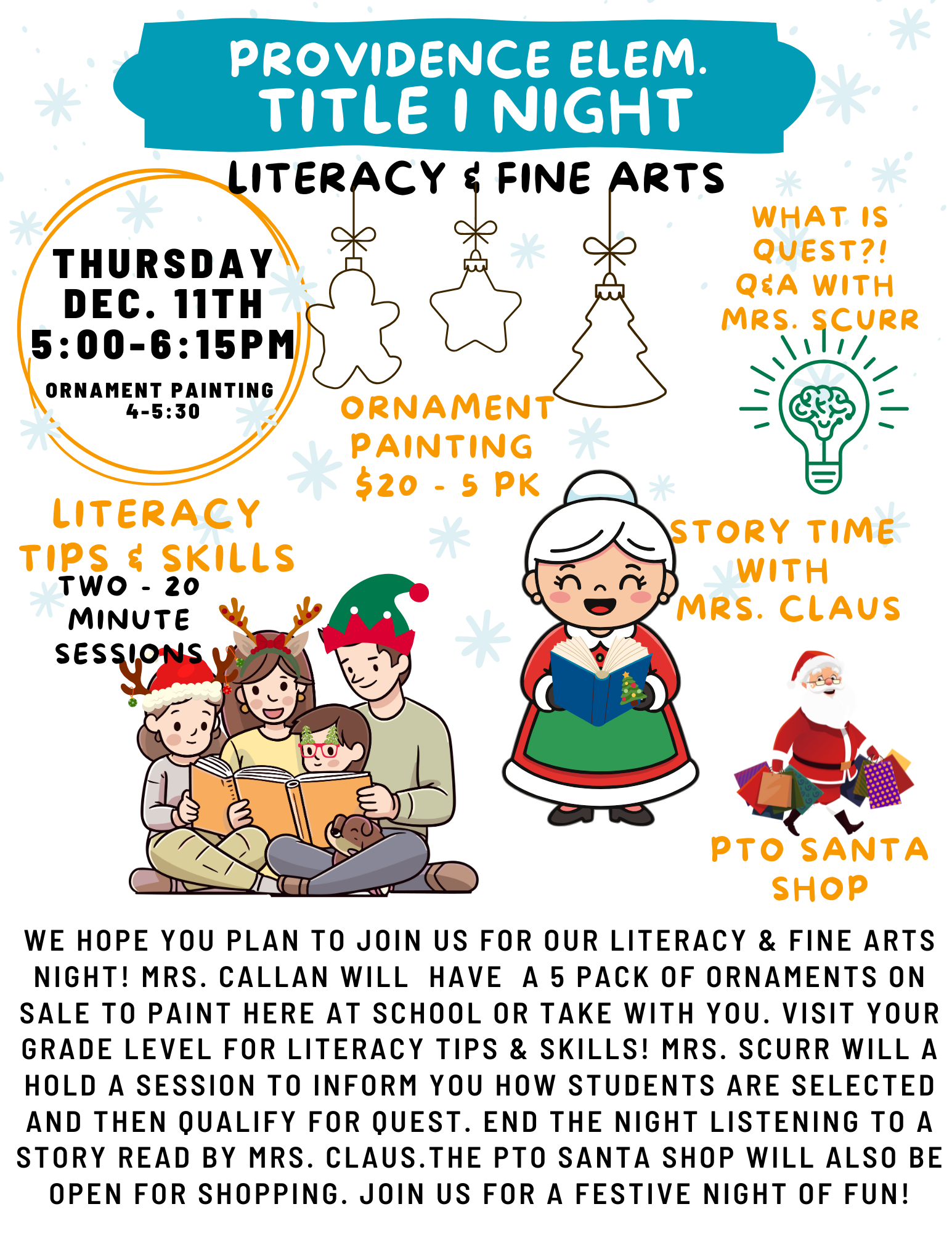 Title I Literacy & Fine Arts Flyer
