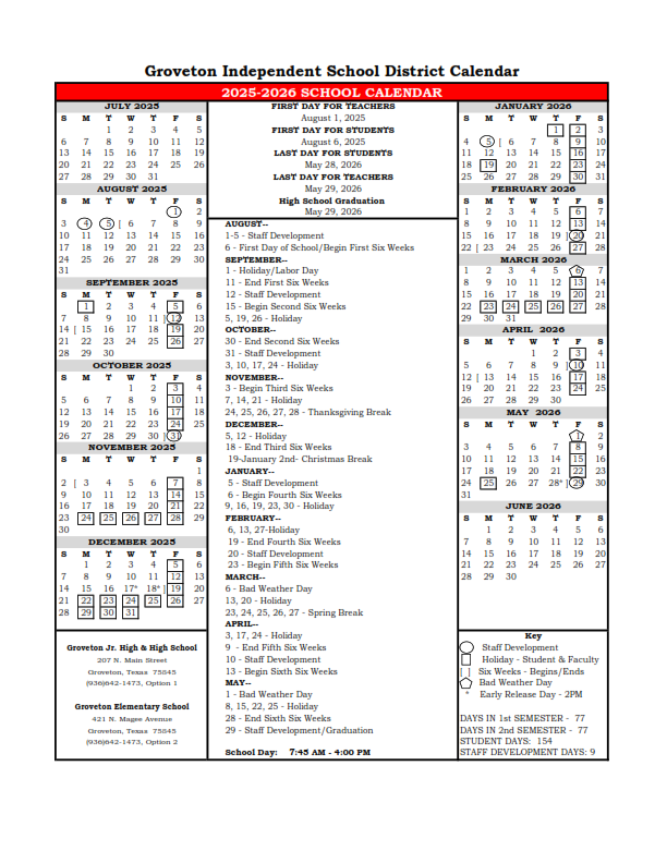 School Year Calendar