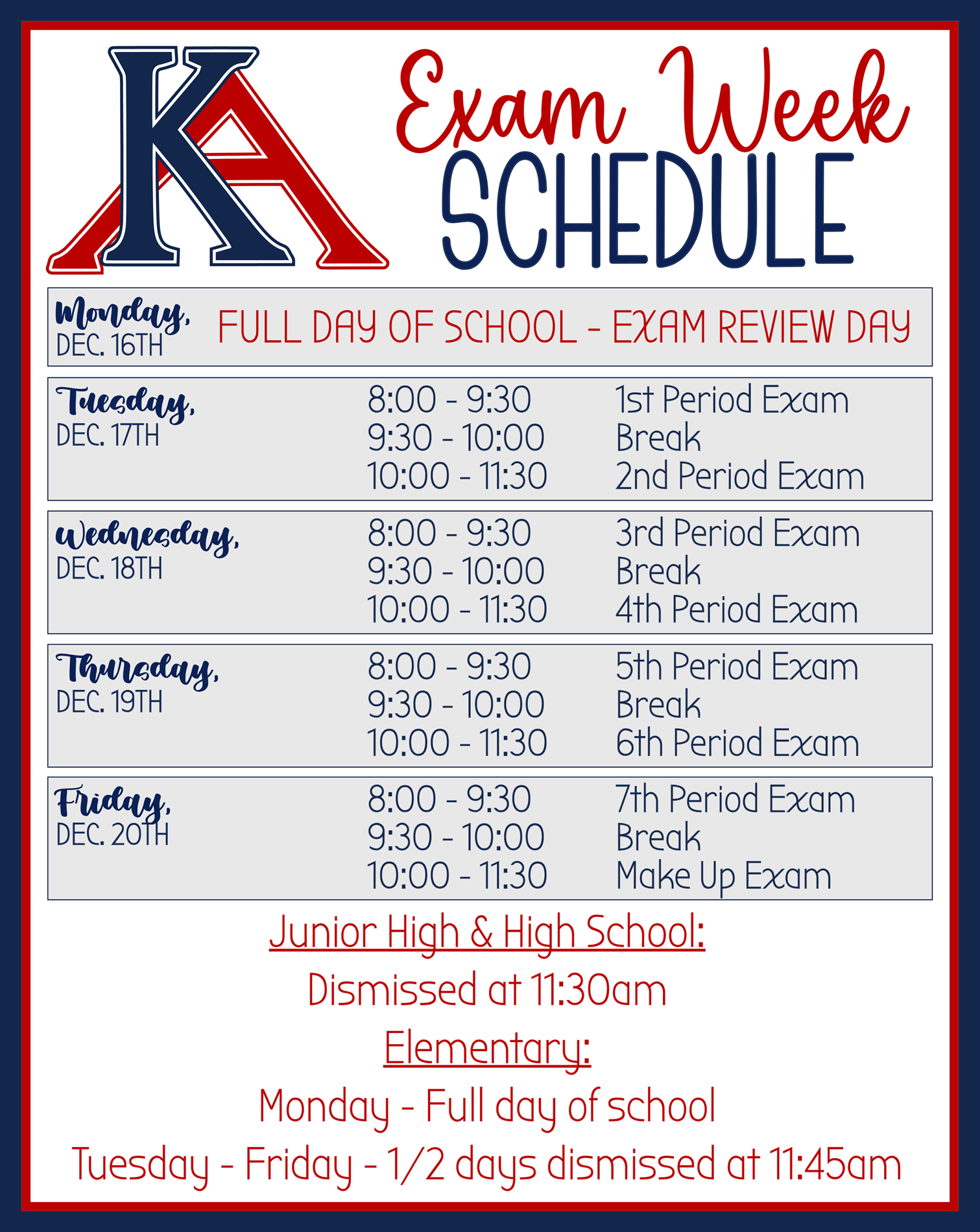 Exam Schedule