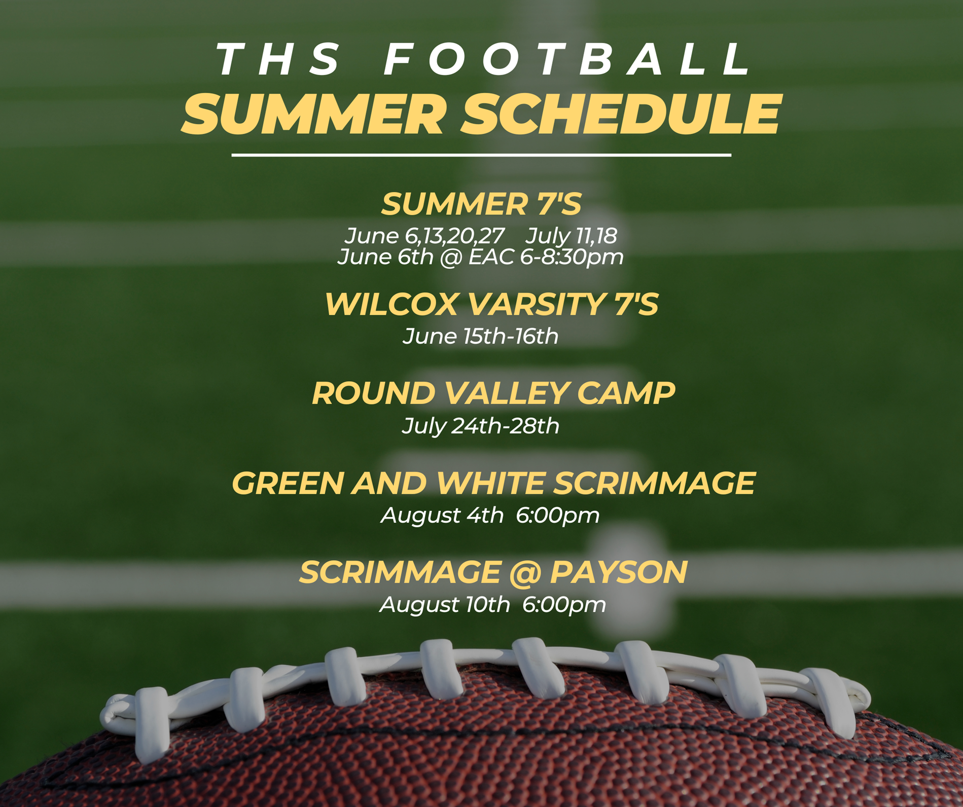 THS Football Summer Schedule