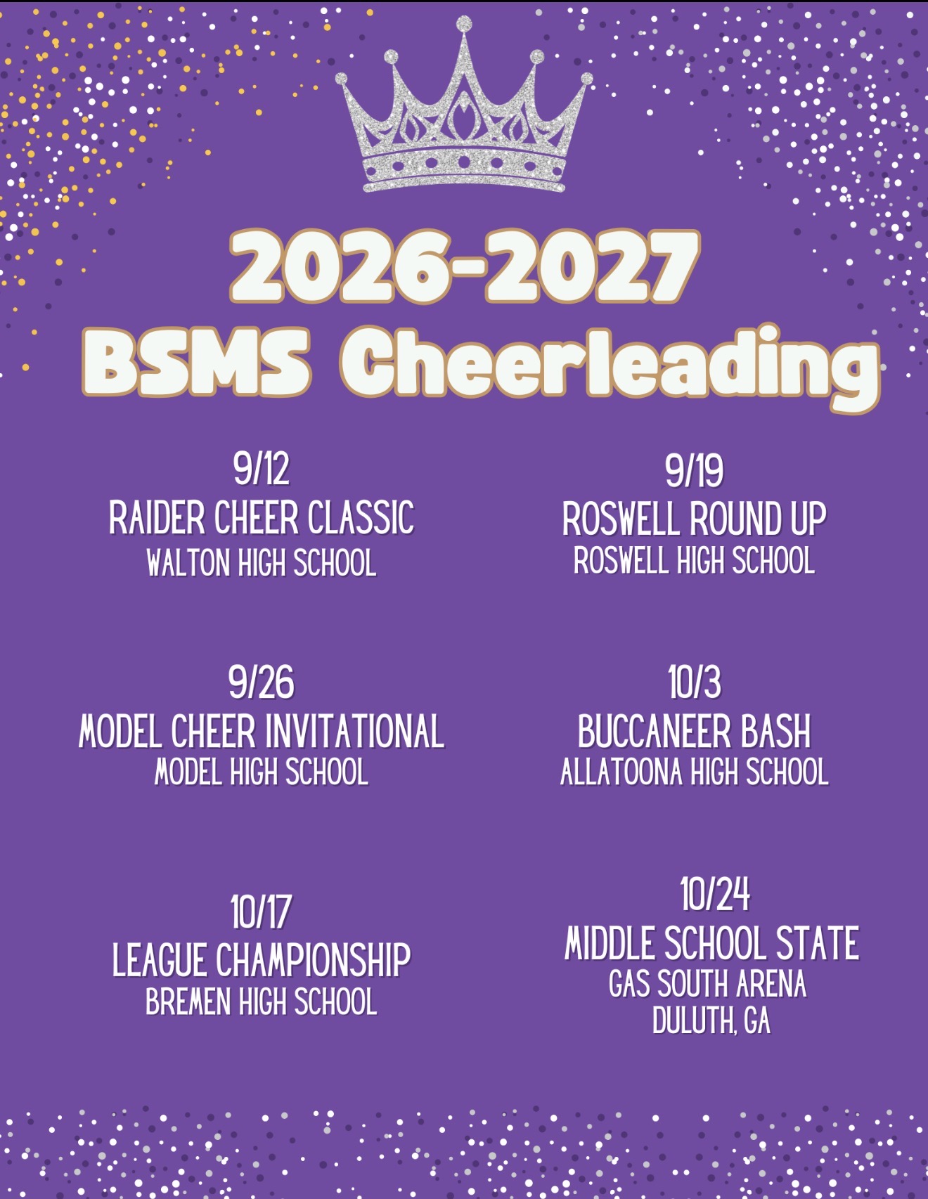 schedule for cheerleaders