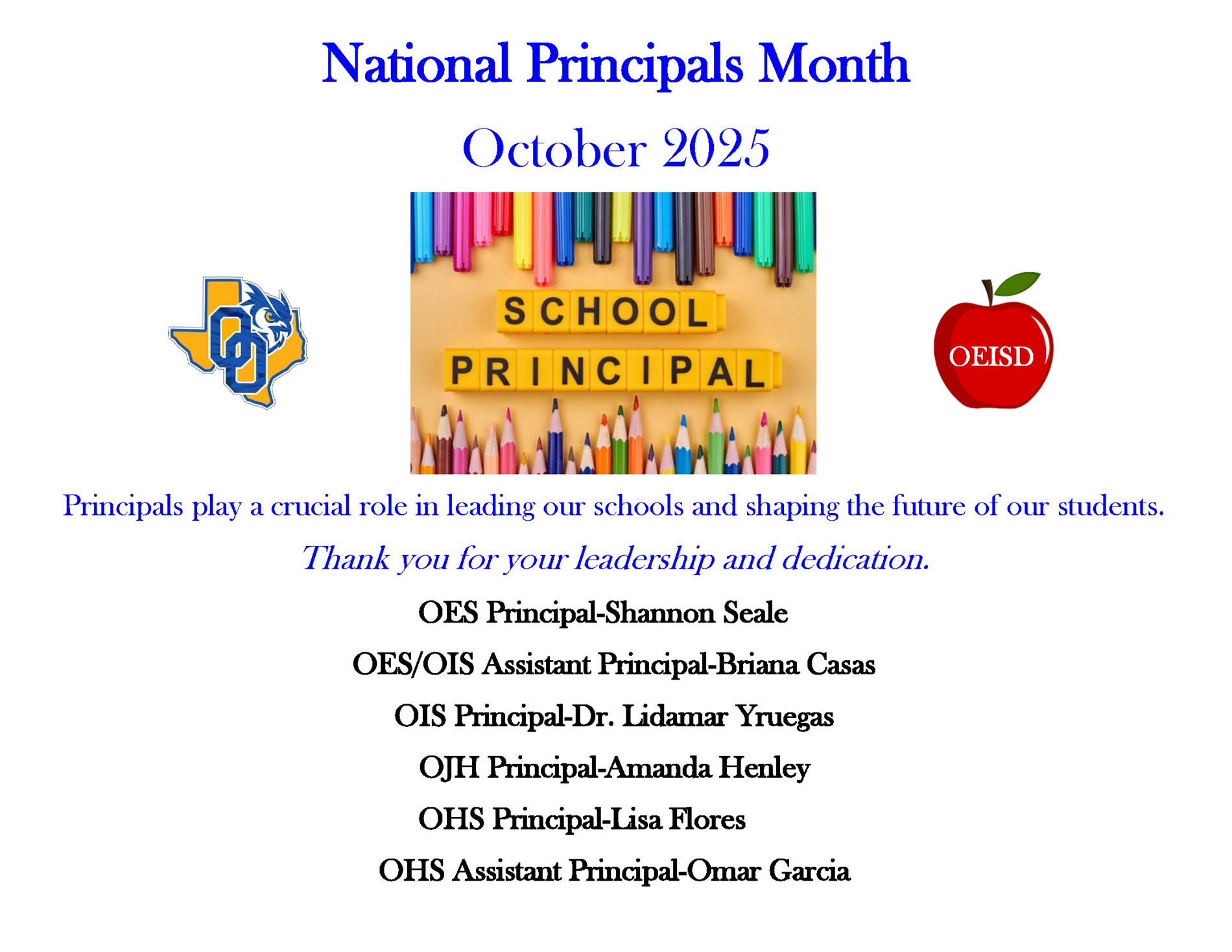 National Principal Month flyer